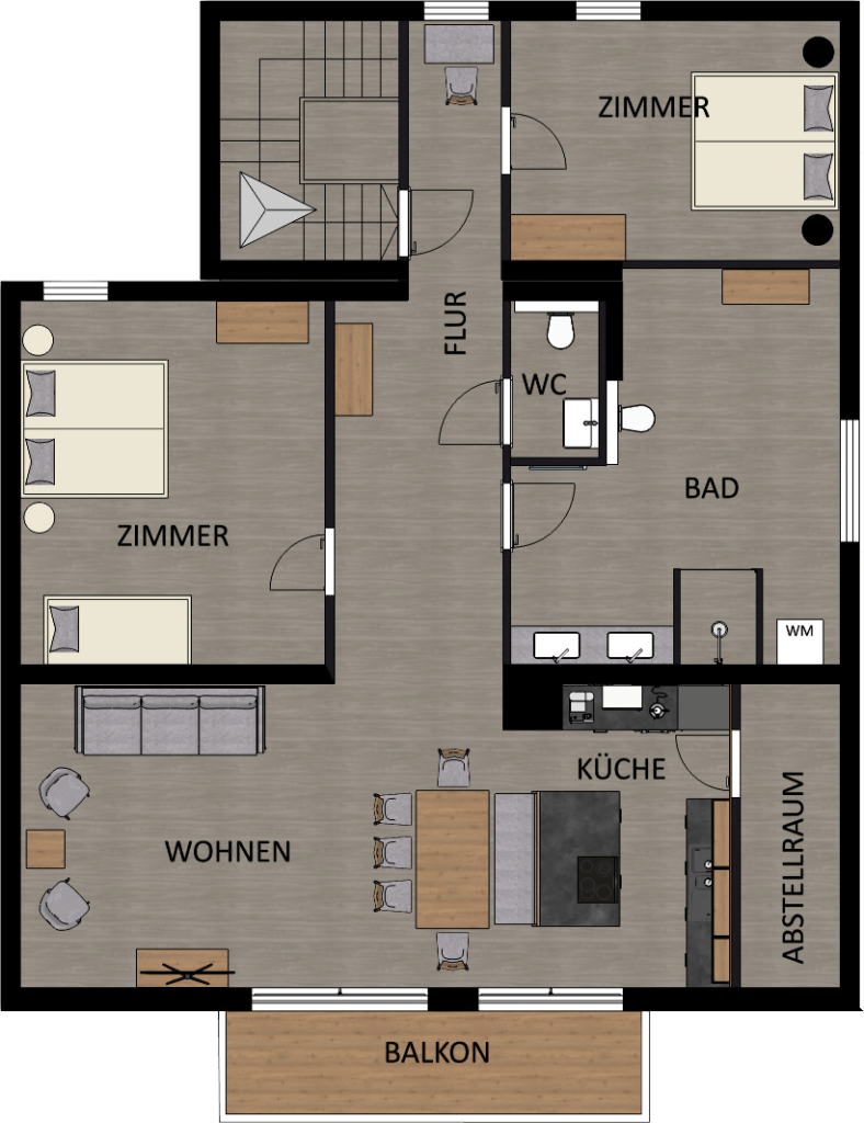 Der Grundrissplan des Apartments Liesl