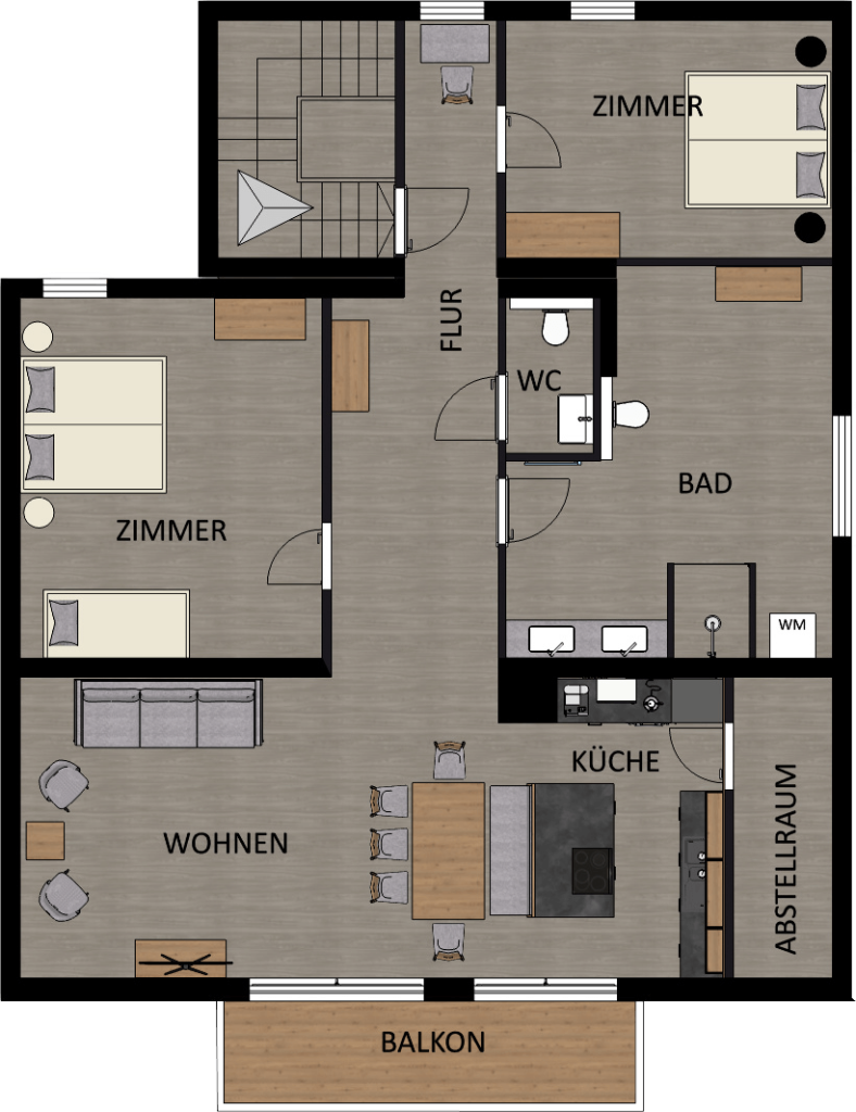 Der Grundrissplan des Apartments Liesl